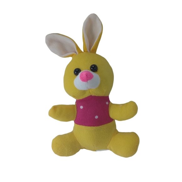 Kellytoy Bunny Rabbit Yellow/Pink Polkadot Plush 7" Stuffed Animal - Picture 2 of 6
